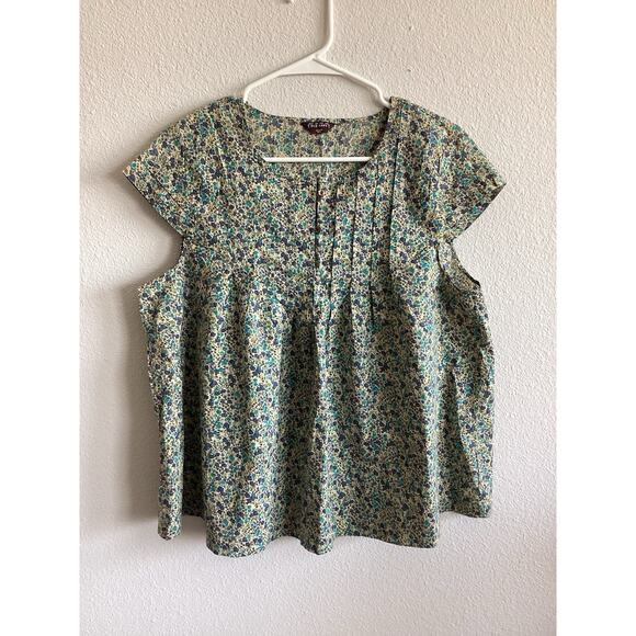 Vintage Y2K Cottage Core Floral Old Navy Floral Cap Sleeve Top Cotton Medium - Picture 1 of 8